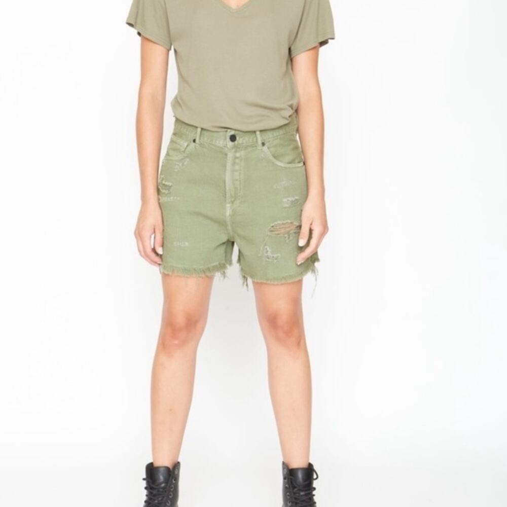 SANDRINE ROSE Army Green Short Shorts NWT in Size 24
